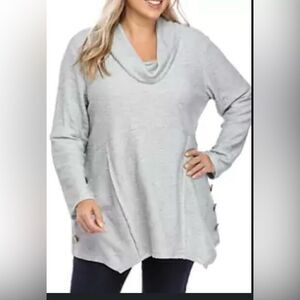 New Directions Cowl Neck Side Button Pullover Sweater Top Size Small